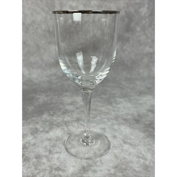 Wine Glass Noritake Crystal Paris Pattern Platinum 7" Silver Rim - Picture 1 of 4